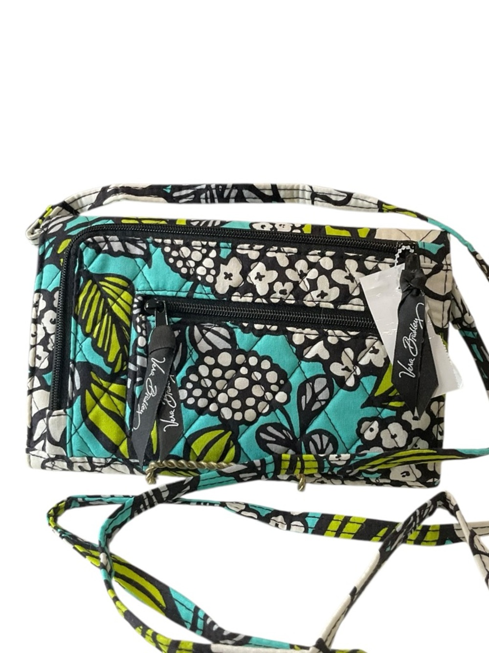 Vera Bradley Island Blooms Quilted Trifold Wallet Crossbody Retired